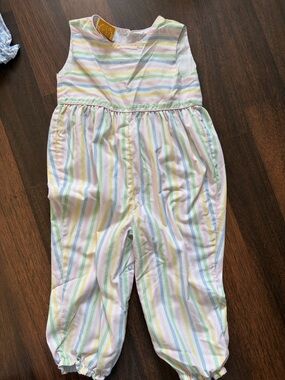 The Beaufort Bonnet Company Pastel Rainbow Stripe Girls Jumpsuit